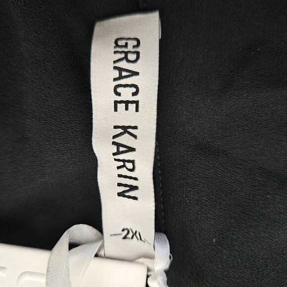 Grace Karin Womens Black Long Sleeve Wrap Midi Dress Size 2XL Church Elegant - Picture 6 of 12